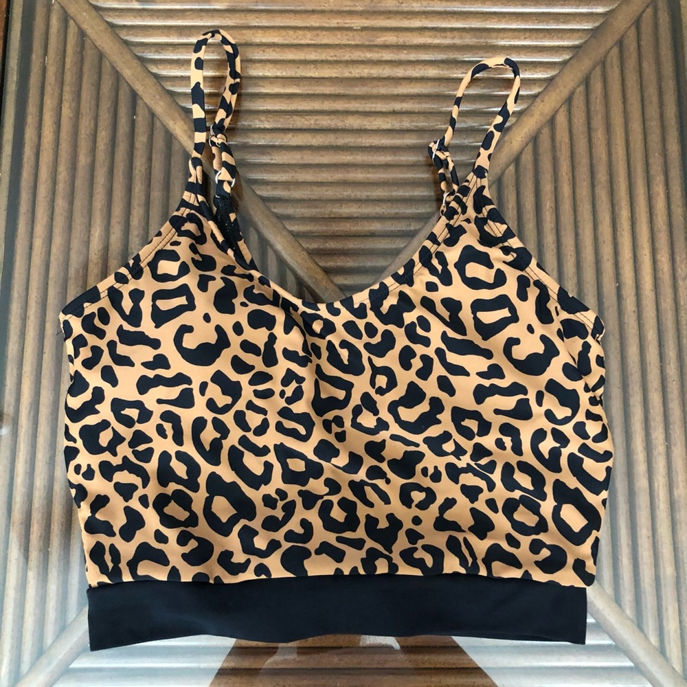 Leopard print swim top